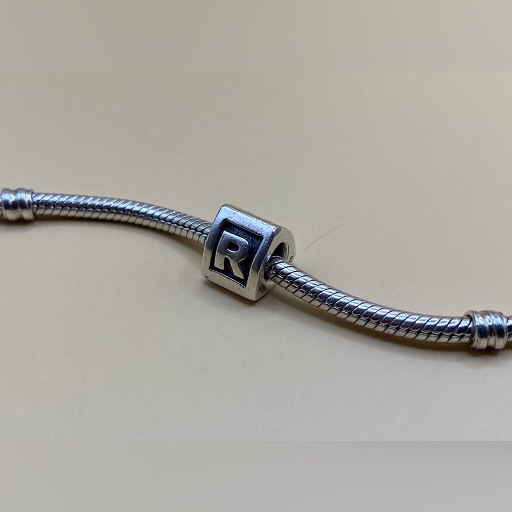 Pandora Retired Alpha Initial R Charm; Sterling S… - image 1